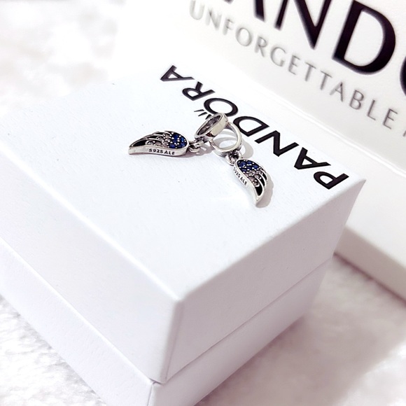 PANDORA Sparkling Splitable Heart Angel Wings Dangle Charm w/box - Picture 6 of 9